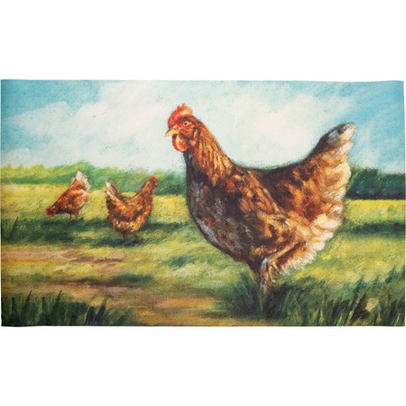Curious Chickens Rug - Polyester, PVC skid-resistant backing