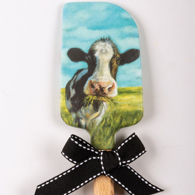 Cow With A Mouthful Spatula - Silicone, Wood