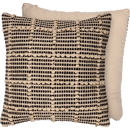 Black Grid Pillow - Cotton, Zipper