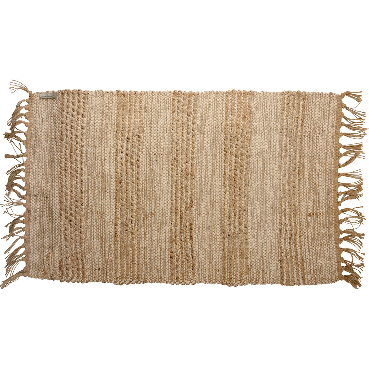 Cream Stripes Rug - Cotton, Jute, Latex skid-resistant backing
