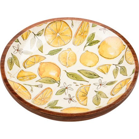 Serving Bowl - Lots Of Lemons - 9.50" Diameter x 1.50" - Wood