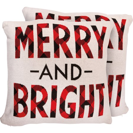 Pillow - Merry And Bright - 18" x 18" - Cotton, Zipper