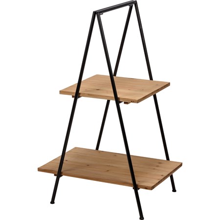 Tray - Two Tiered Wood Ladder - 23.50" x 37" x 17" - Metal, Wood