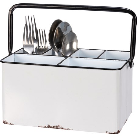 Caddy - Six Section White - 9.50" x 5" x 6.25" - Metal