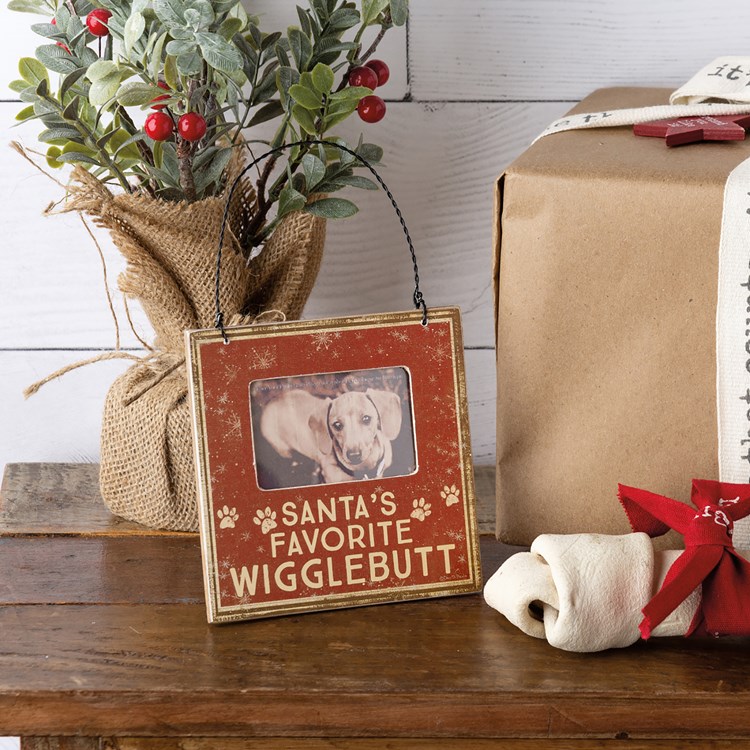 Santa's Favorite Wigglebutt Mini Frame - Wood, Paper, Plastic, Wire, Magnet