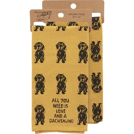 Love And A Dachshund Kitchen Towel - Cotton