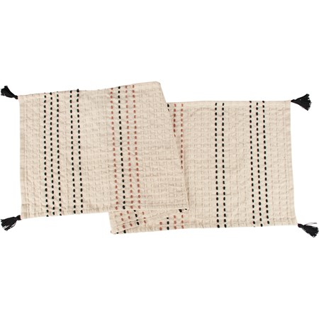Table Runner - Neutral With Tassels - 52" x 15" - Cotton