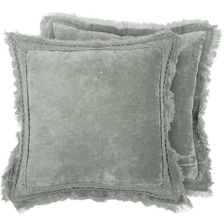 Velvet Lace Pillow - Velvet, Cotton, Zipper
