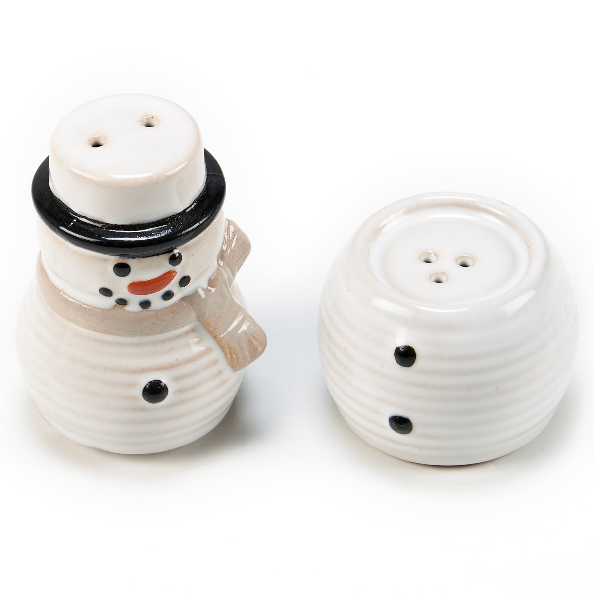 Salt & Pepper Set - Snowman - 2.50" Diameter x 4.50" - Stoneware, Plastic