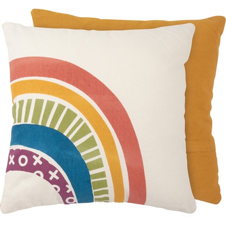 Patterned Rainbow Pillow - Cotton, Zipper