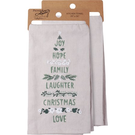 Family Laughter Christmas Kitchen Towel - Cotton, Linen