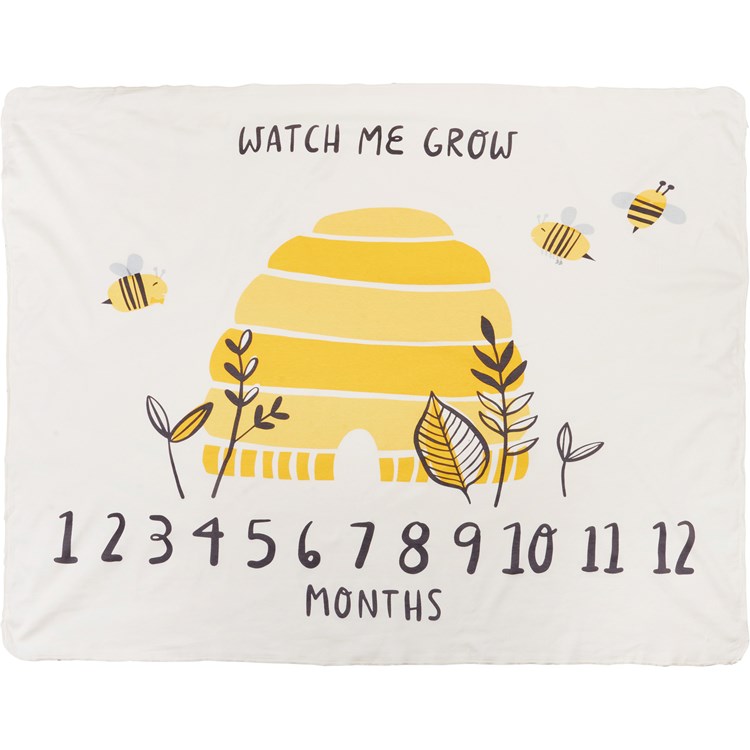 Watch Me Grow Bees Milestone Blanket - Cotton
