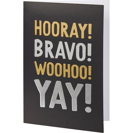 Greeting Card - Hooray Bravo Woohoo Yay - 4.75" x 7" - Paper