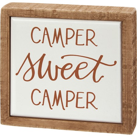 Box Sign Mini - Camper Sweet Camper - 4" x 3.75" x 1" - Wood