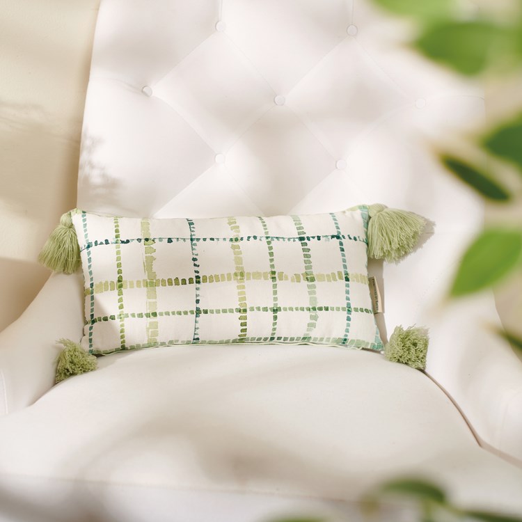 Spring Plaid Pillow - Cotton, Zipper