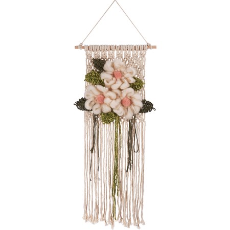 Wall Hanging Med - Floral - 11.75" x 33" - Polyester, Wood
