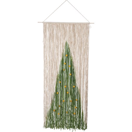 Beaded Tree Wall Hanging - Polyester, Wood