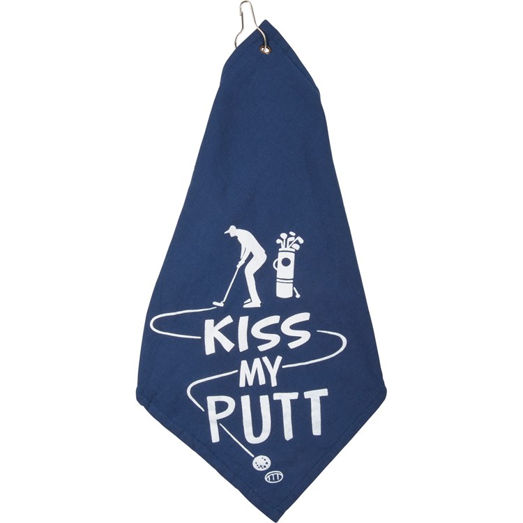 Kiss My Putt Golf Towel - Cotton, Terrycloth, Metal