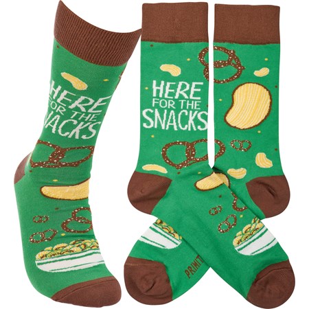 Socks - Here For The Snacks - One Size Fits Most - Cotton, Nylon, Spandex