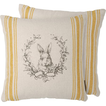 Pillow - Rabbit Crest - 15" x 15" - Cotton, Zipper