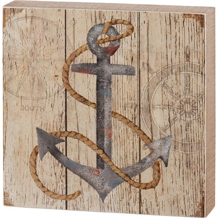 Anchor Slat Box Sign - Wood, Paper