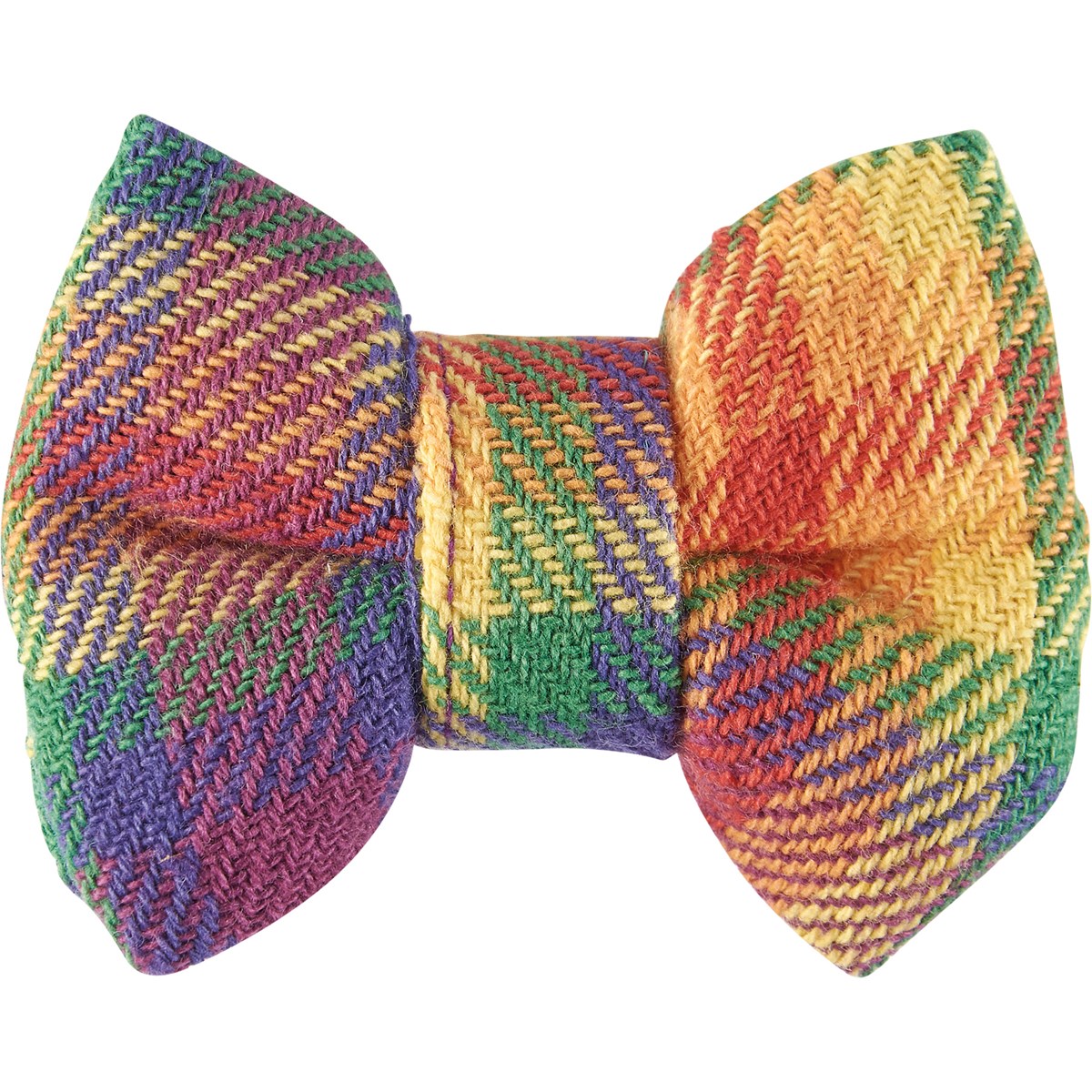 Rainbow Plaid Small Pet Bow Tie Set - Cotton, Hook-and-Loop Fastener
