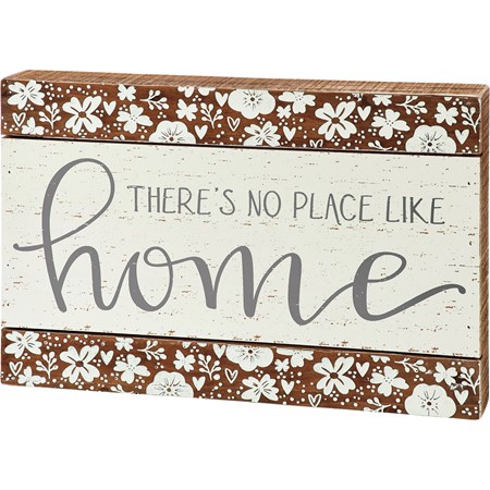 No Place Like Home Slat Box Sign - Wood