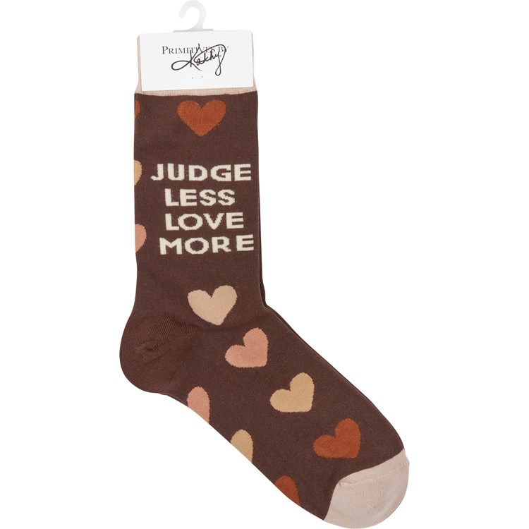 Judge Less Love More Socks - Cotton, Nylon, Spandex