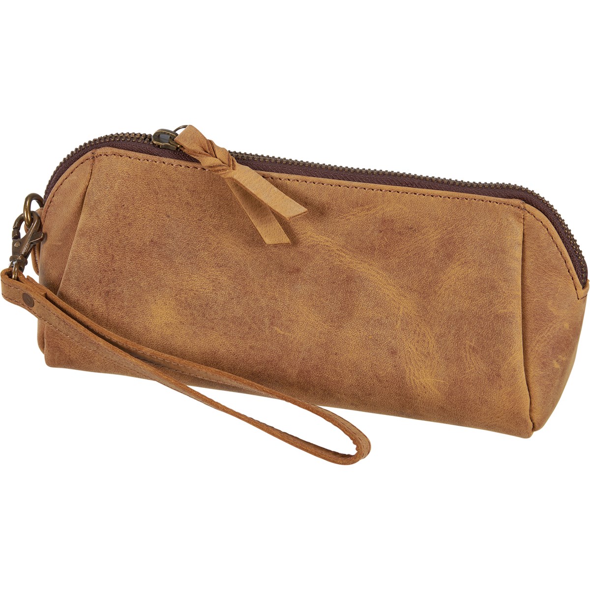 Curry Leather Pencil Pouch - Leather, Metal
