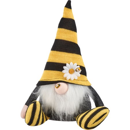 Sitter - Gnome With Bee - 8" x 11" x 5" - Fabric, Felt, Polyester