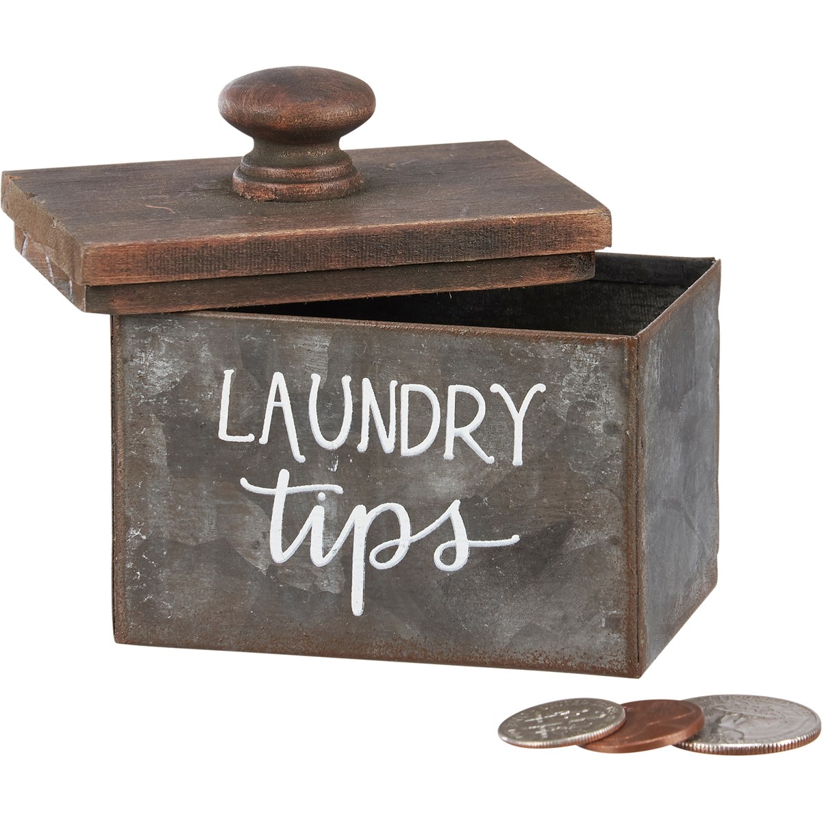 Dryer Sheets Laundry Tips Bin Set - Metal, Wood