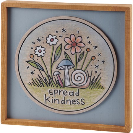 Inset Box Sign - Spread Kindness - 12" x 12" x 1.75" - Wood