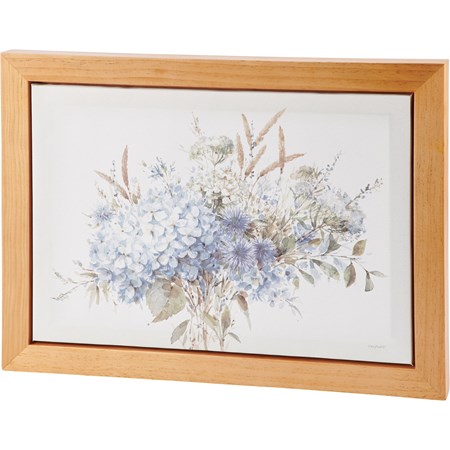 Wall Decor - Blue Bouquet - 16" x 12" x 0.50" - Wood, Canvas