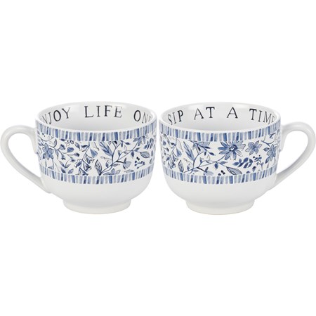 Mug - Enjoy Life One Sip At A Time - 20 oz., 6" x 4.50" x 3.75" - Stoneware