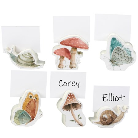 Mushrooms Place Card Holder Set - Wood, Paper
