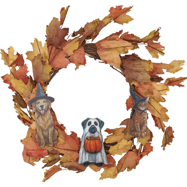 Halloween Dog Wreath Insert Set - Wood, Paper, Wire