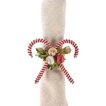 Candy Canes Napkin Ring - Plastic, Wire