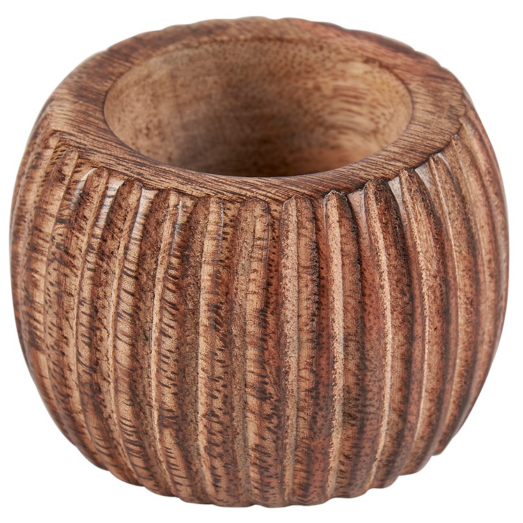 Grooved Barrel Napkin Ring - Wood