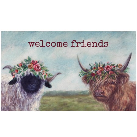 Welcome Friends Rug - Cotton, PVC Skid-resistant backing