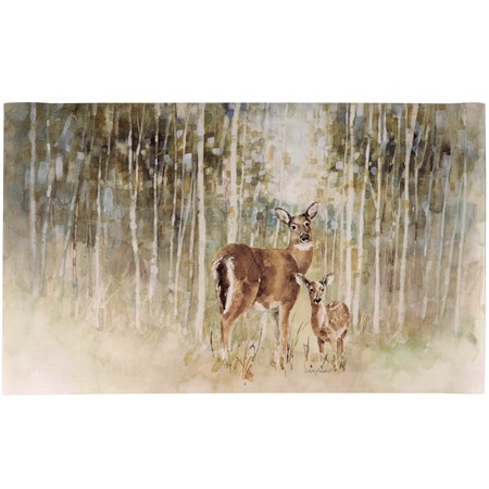 Deer And Fawn Rug - Polyester, PVC Skid-resistant backing