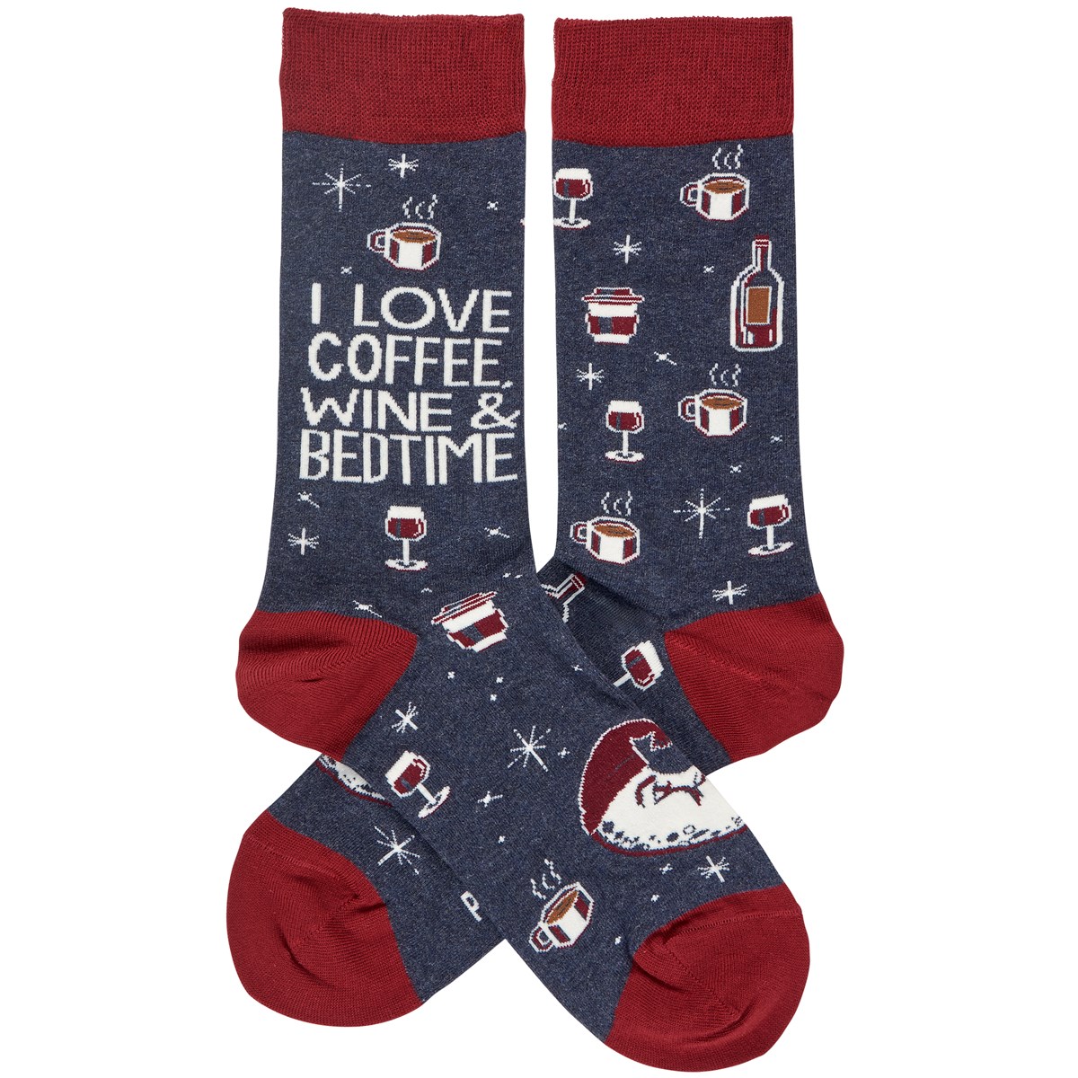Coffee, Wine & Bedtime Socks - Cotton, Nylon, Spandex