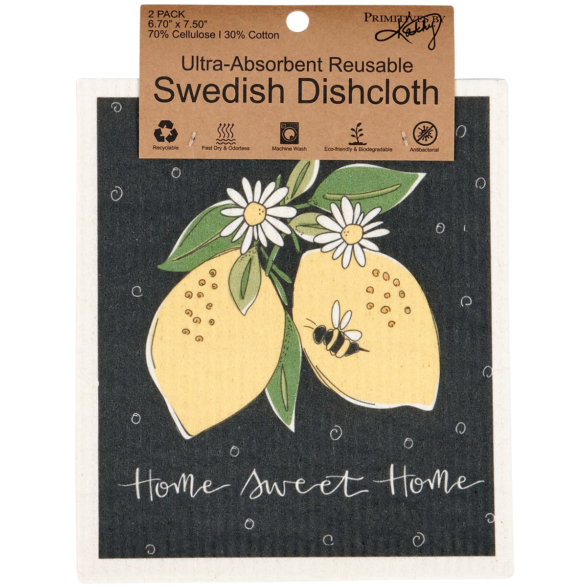 Sweet Home Swedish Dishcloth Set - Cellulose, Cotton