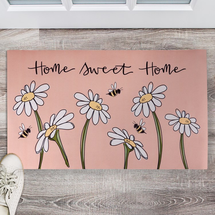 Daisy Home Sweet Home Rug - Polyester, PVC Skid-resistant backing