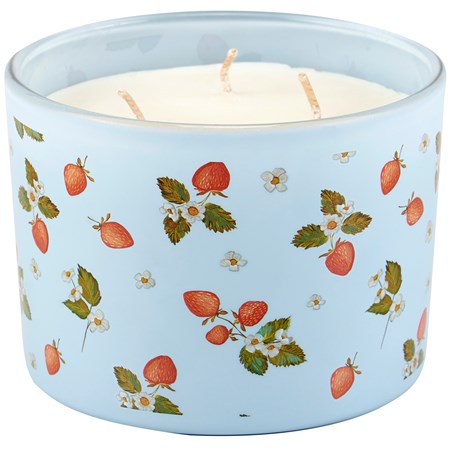 Strawberry Jar Candle - Soy Wax, Glass, Cotton