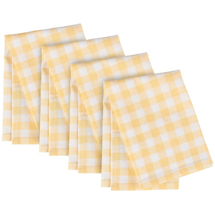 Yellow Gingham Napkin Set - Cotton