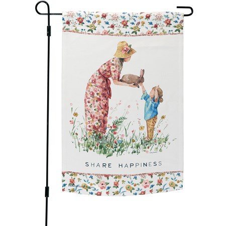 Share Happiness Garden Flag - Polyester