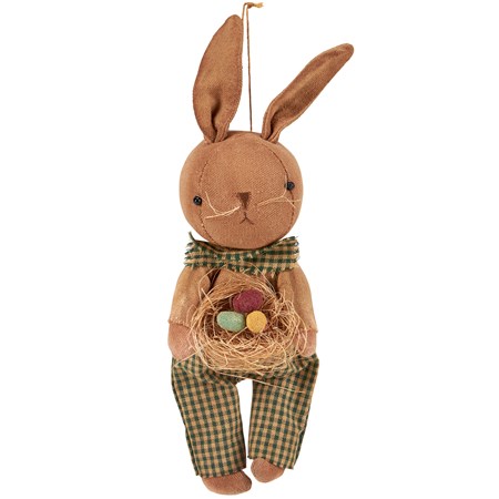 Egg Basket Bunny Ornament - Cotton, Wire, Plastic, String