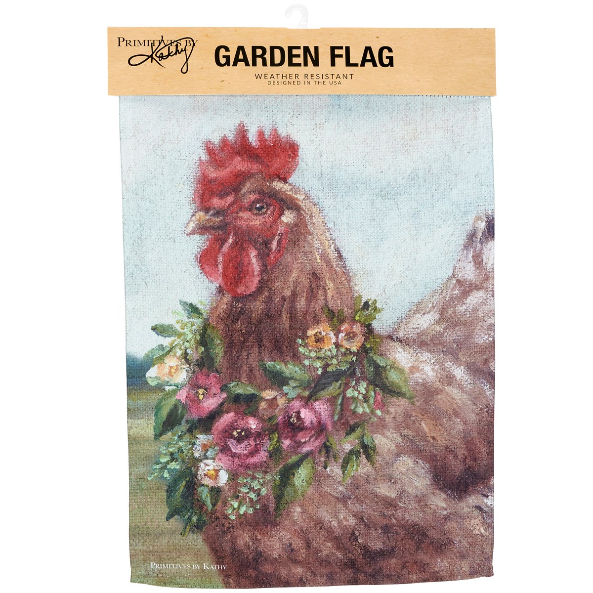 Floral Chicken Garden Flag - Polyester