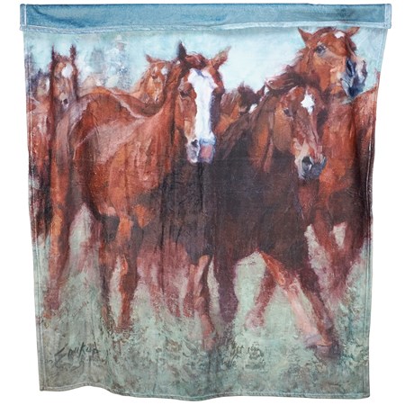 Running Horses Throw - Plush Polyester