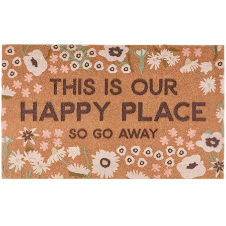 Our Happy Place So Go Away Rug - Polyester, PVC Skid-Resistant Backing